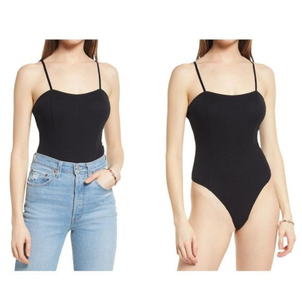 NWOT OPEN EDIT‎ Rib Camisole Bodysuit in Black (XS)